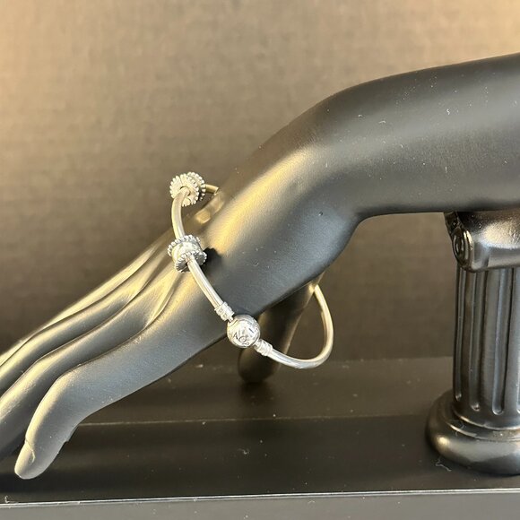 ✨ Sterling Silver Pandora Charm Bracelet – Classic Barrel Clasp w/ Two Spacers - Picture 1 of 3